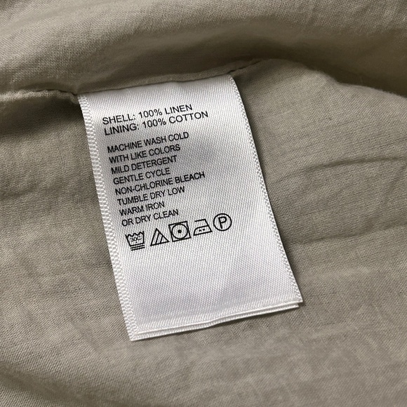 Tommy Bahama 100% Linen Shift Dress Raw Hem Fringe Detail Hip Pockets V-Neck - Picture 12 of 15